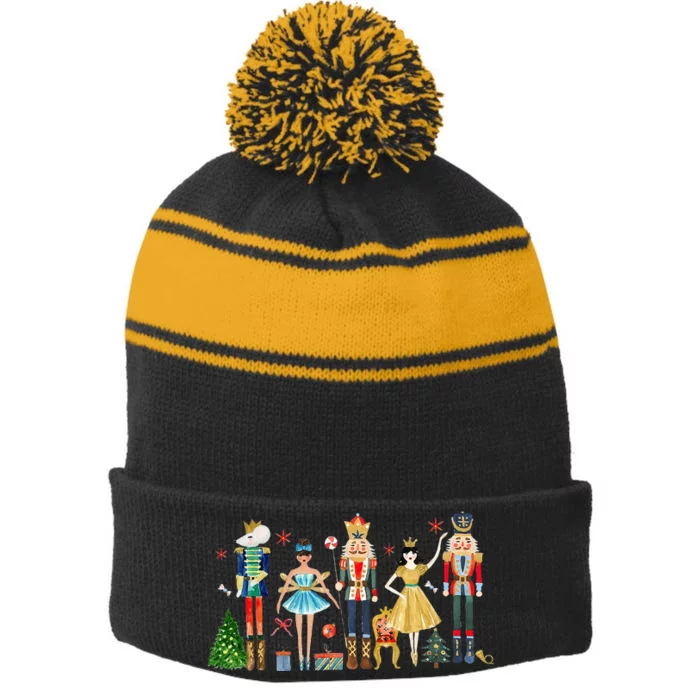 Nutcracker Squad Ballet Dance Christmas Matching Family Xmas Stripe Pom Pom Beanie