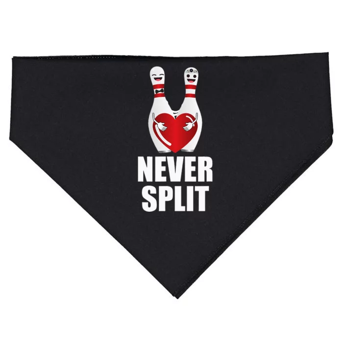 Never Split Bowling Pins Valentine's Day Couples Matching USA-Made Doggie Bandana