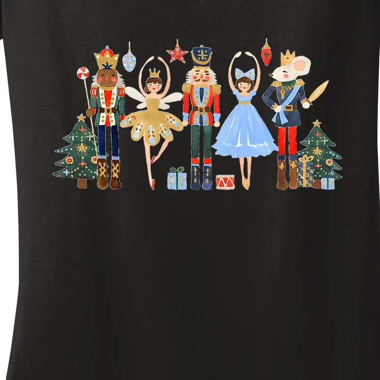 nutcracker squad ballet dance matching family christmas Women's V-Neck T-Shirt