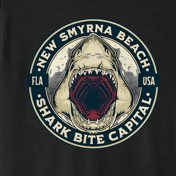 New Smyrna Beach Shark Bite Capital Of The World Graphic ChromaSoft Performance T-Shirt