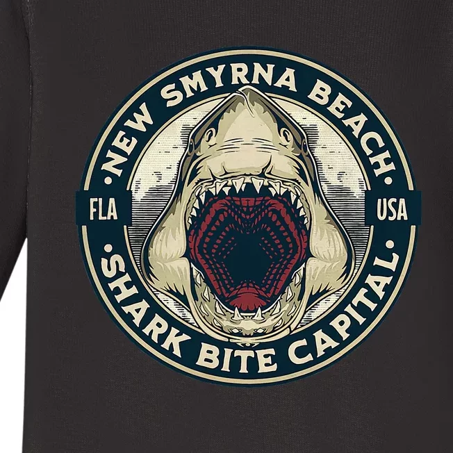 New Smyrna Beach Shark Bite Capital Of The World Graphic Baby Long Sleeve Bodysuit