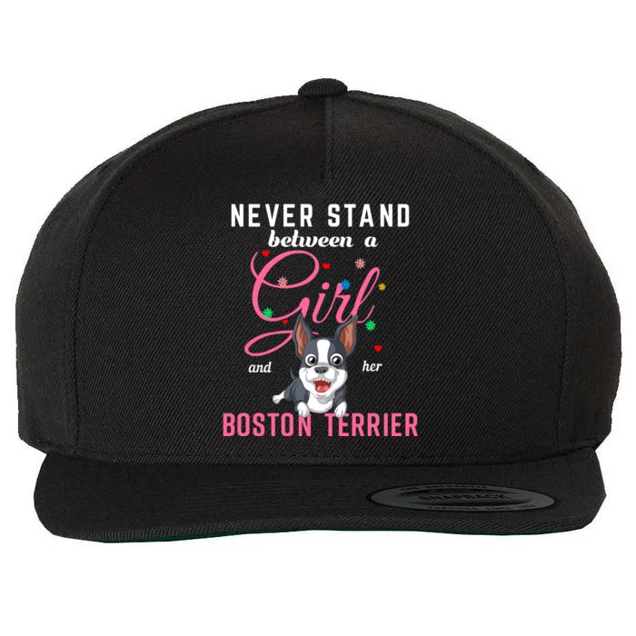 Never Stand Between A Girl And Her Boston Terrier Wool Snapback Cap