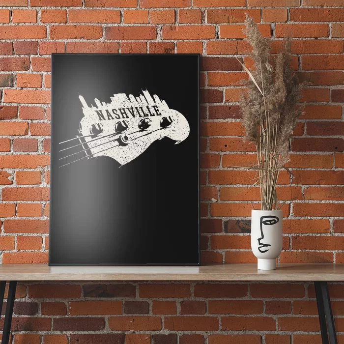 Nashville Skyline Bass Guitar Country Music City souvenir Poster