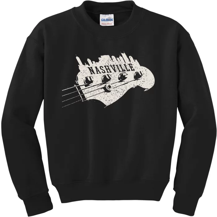 Nashville Skyline Bass Guitar Country Music City souvenir Kids Sweatshirt