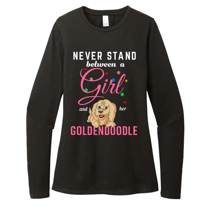 Never Stand Between A Girl And Her Goldendoodle Womens CVC Long Sleeve Shirt