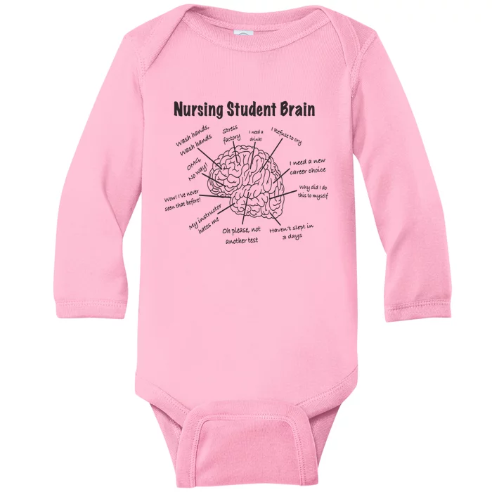 Nursing Student Brain For Work Rn Nurse Life Baby Long Sleeve Bodysuit