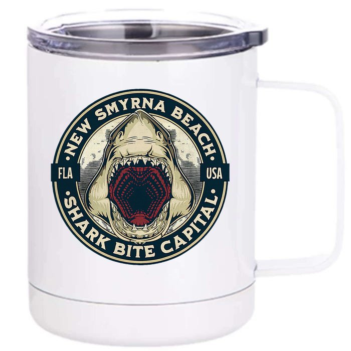 New Smyrna Beach Shark Bite Capital Of The World Front & Back 12oz Stainless Steel Tumbler Cup