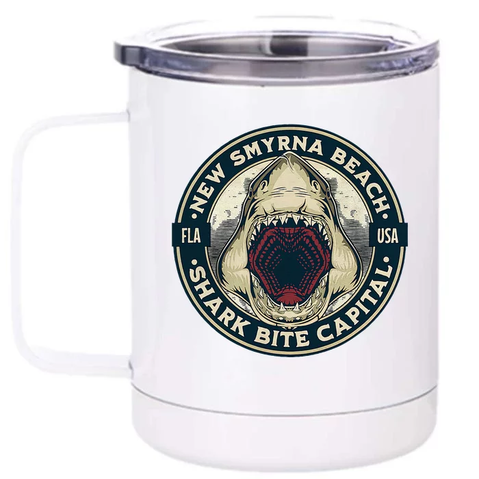 New Smyrna Beach Shark Bite Capital Of The World Front & Back 12oz Stainless Steel Tumbler Cup