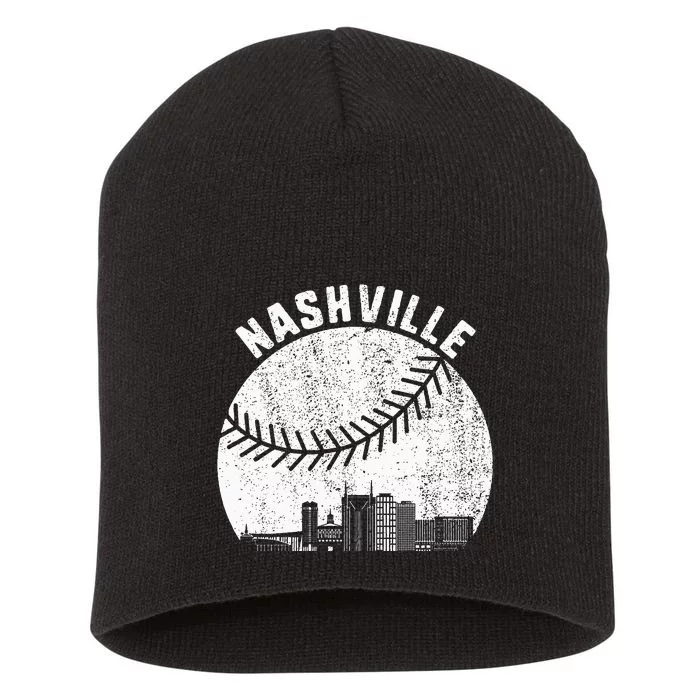 Nashville Skyline Baseball Fan Vintage Nashville Baseball Short Acrylic Beanie