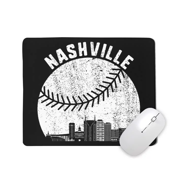 Nashville Skyline Baseball Fan Vintage Nashville Baseball Mousepad