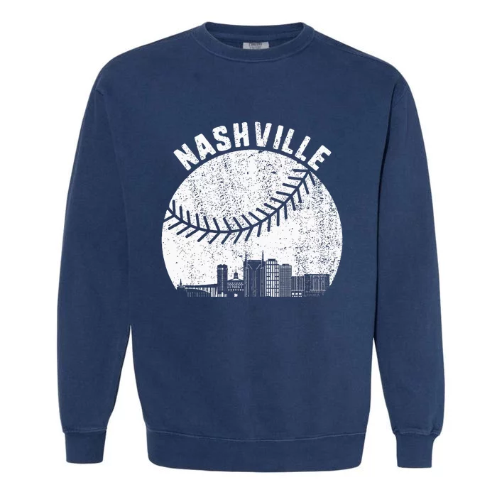 Nashville Skyline Baseball Fan Vintage Nashville Baseball Garment-Dyed Sweatshirt