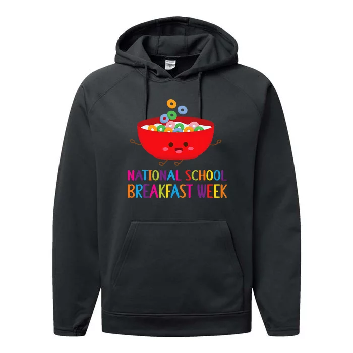 National School Breakfast Week Funny Cereal Lovers Performance Fleece Hoodie