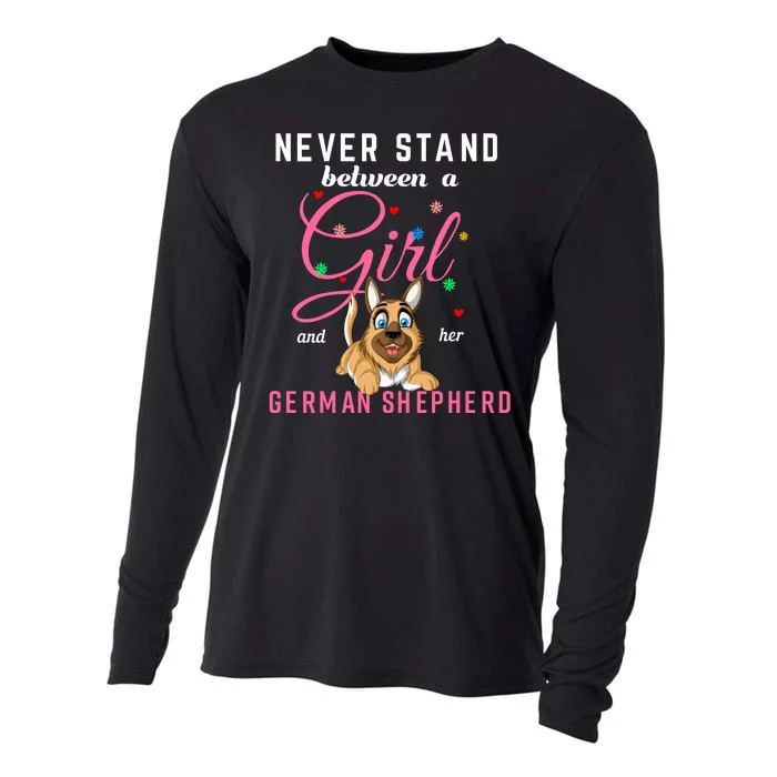 Never Stand Between A Girl And Her German Shepherd Cooling Performance Long Sleeve Crew