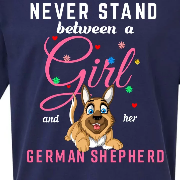 Never Stand Between A Girl And Her German Shepherd Sueded Cloud Jersey T-Shirt