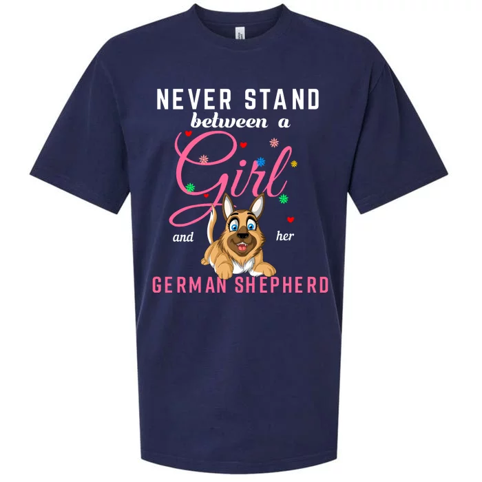 Never Stand Between A Girl And Her German Shepherd Sueded Cloud Jersey T-Shirt