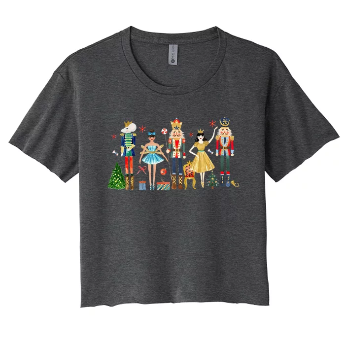 Nutcracker Squad Ballet Dance Christmas Matching Family Xmas Women's Crop Top Tee