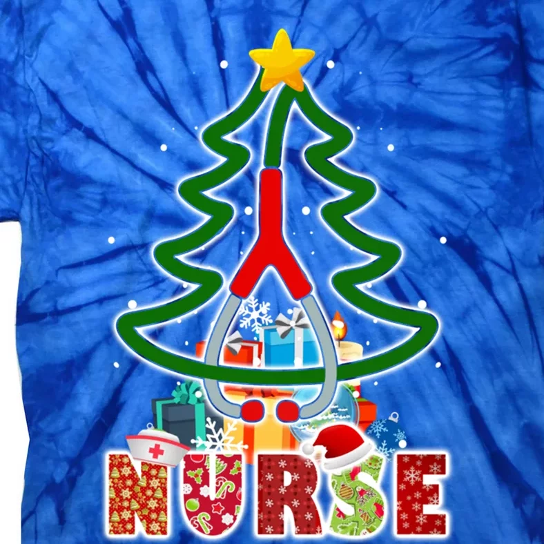 Nurse Stethoscope Christmas Tree Rn Lpn Scrub Nursing Xmas Gift Tie-Dye T-Shirt