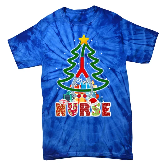 Nurse Stethoscope Christmas Tree Rn Lpn Scrub Nursing Xmas Gift Tie-Dye T-Shirt