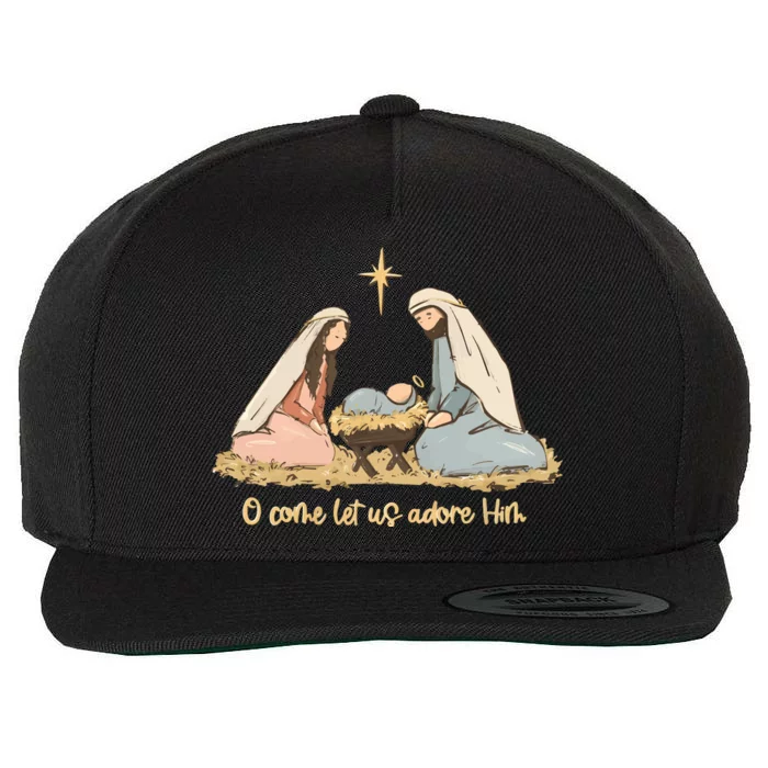 Nativity Scene Christian Christmas Wool Snapback Cap