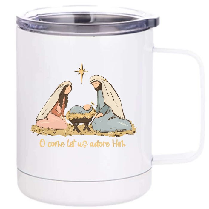 Nativity Scene Christian Christmas Front & Back 12oz Stainless Steel Tumbler Cup