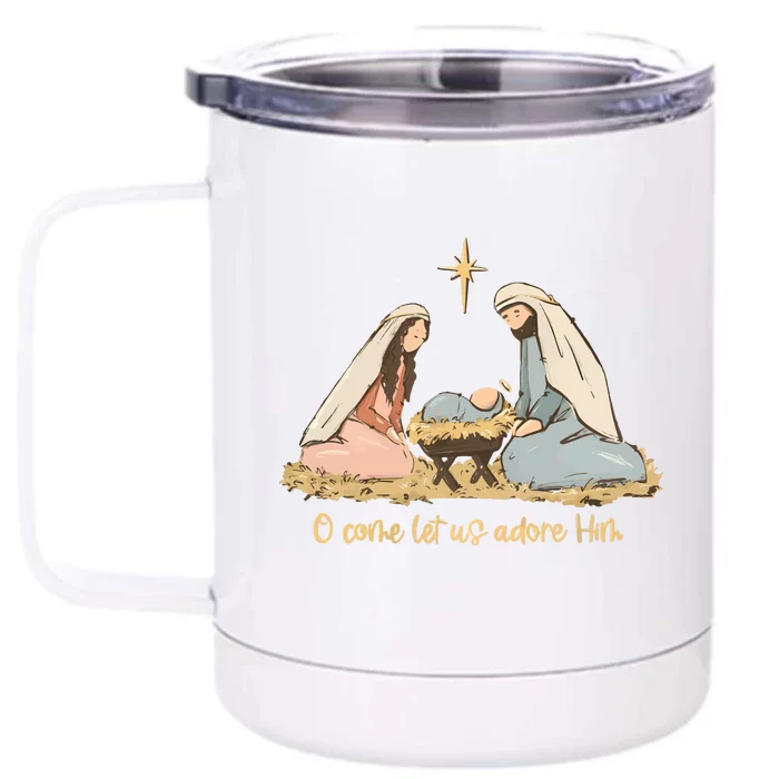 Nativity Scene Christian Christmas Front & Back 12oz Stainless Steel Tumbler Cup