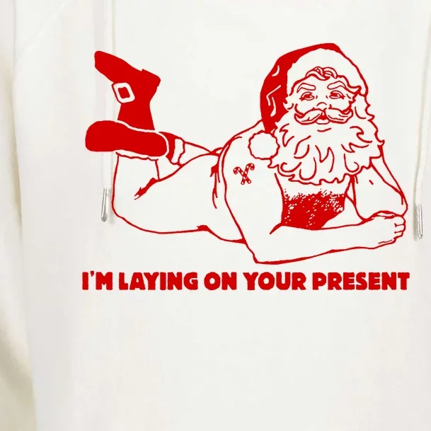 Naked Santa Claus IM Laying On Your Present Womens Funnel Neck Pullover Hood