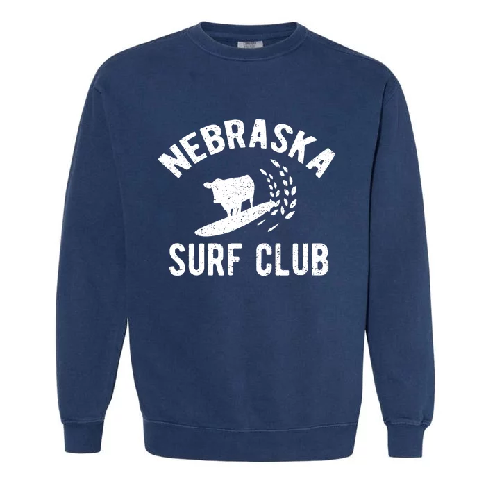 Nebraska Surf Club Funny Nebraska Garment-Dyed Sweatshirt