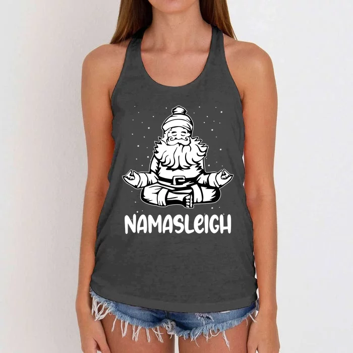 Namasleigh Santa Claus Namaste Yoga Cool Gift Women's Knotted Racerback Tank