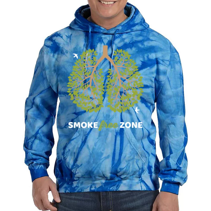 No Smoking Cute Gift Smoke Free Zone For World No Tobacco Day Gift Tie Dye Hoodie