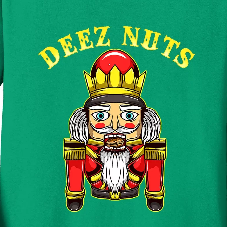 Nutcracker Squad Christmas Pajama Deez Nuts Funny Holiday Kids Long Sleeve Shirt