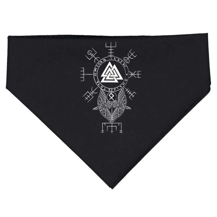 Norse Symbol Celtic Compass Vegvisir Viking Valknut USA-Made Doggie Bandana