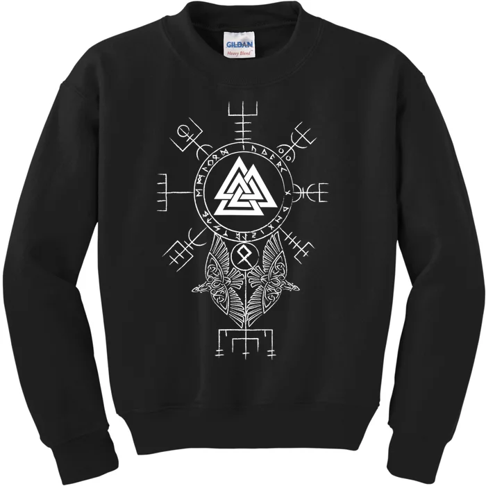 Norse Symbol Celtic Compass Vegvisir Viking Valknut Kids Sweatshirt