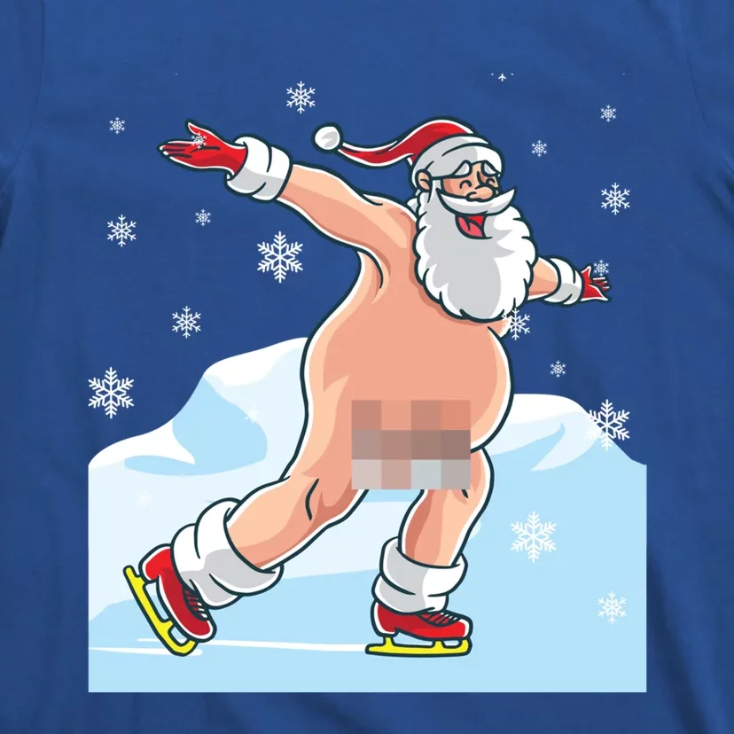 Naked Santa Claus Ice Skating Nude Ugly Christmas Sweater Gift T-Shirt
