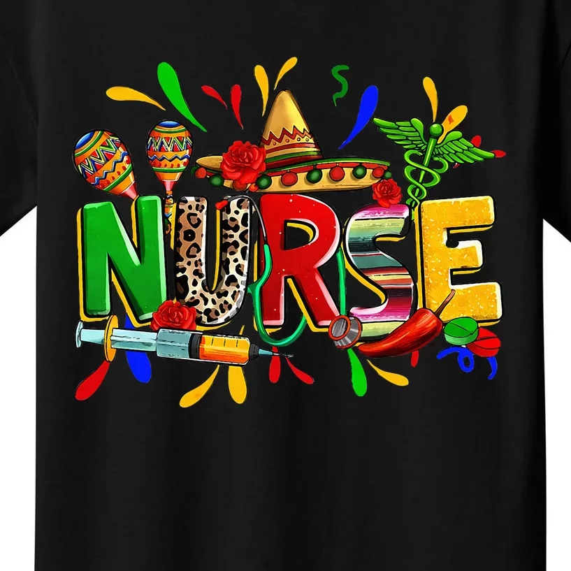 Nurse Stethoscope Cinco De Mayo Fiesta Taco Mexican Nursing Kids T-Shirt