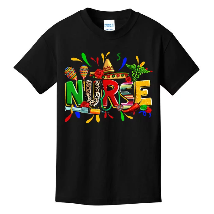 Nurse Stethoscope Cinco De Mayo Fiesta Taco Mexican Nursing Kids T-Shirt