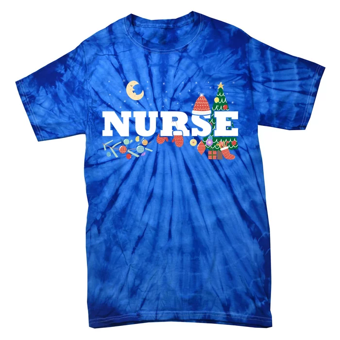 Nurse Stethoscope Christmas Tree Decor Gift Tie-Dye T-Shirt