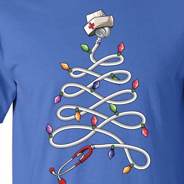 Nurse Stethoscope Christmas Tree Ornat Lights Funny Gift Tall T-Shirt