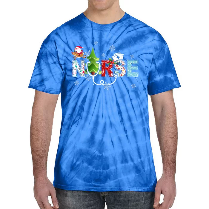 Nurse Stethoscope Christmas Tree Ornats Decor Gift Tie-Dye T-Shirt