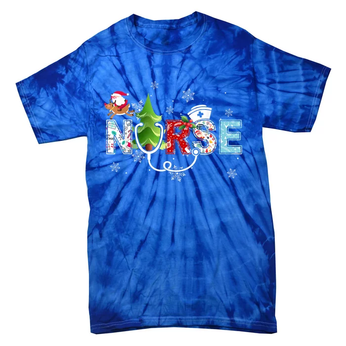 Nurse Stethoscope Christmas Tree Ornats Decor Gift Tie-Dye T-Shirt