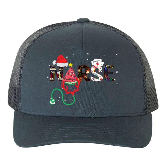 Nurse Stethoscope Christmas Tree Meaningful Gift Yupoong Adult 5-Panel Trucker Hat