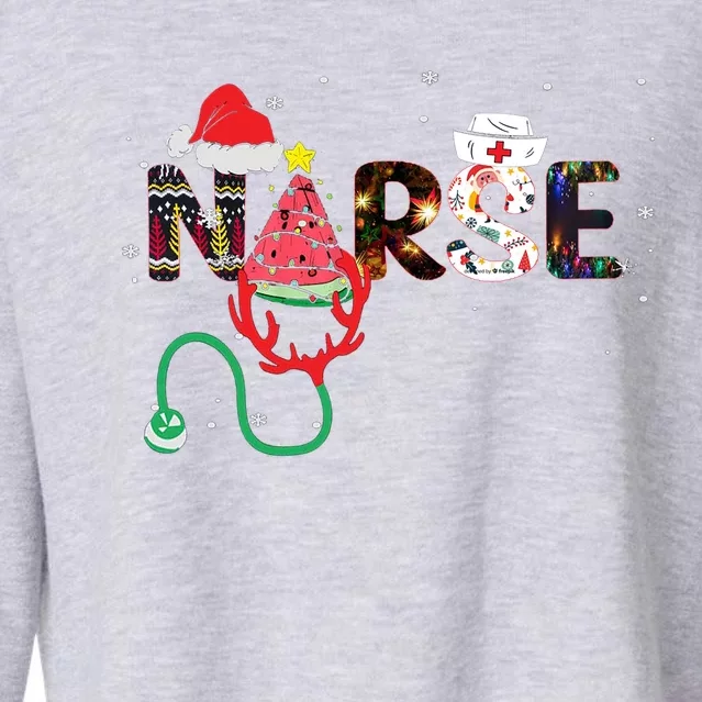 Nurse Stethoscope Christmas Tree Meaningful Gift Cropped Pullover Crew