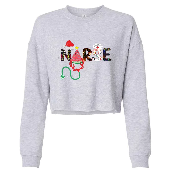 Nurse Stethoscope Christmas Tree Meaningful Gift Cropped Pullover Crew