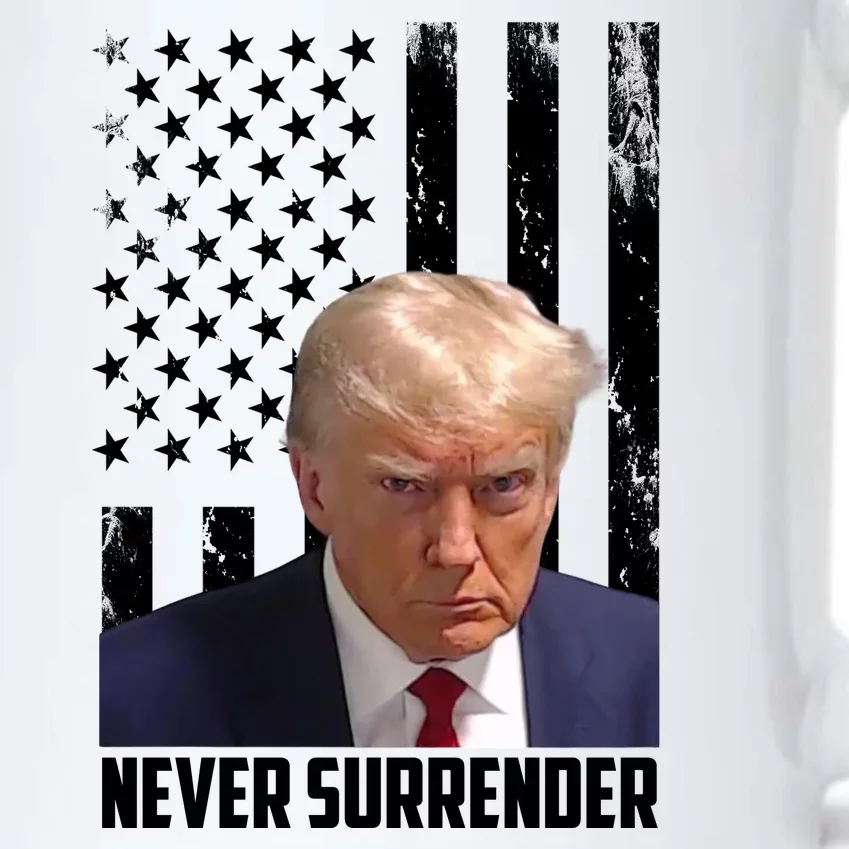 Never Surrender Donald Trump American Flag Mugshot Black Color Changing Mug