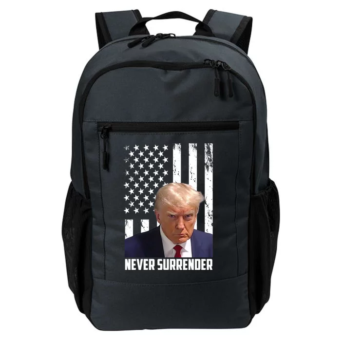 Never Surrender Donald Trump American Flag Mugshot Daily Commute Backpack