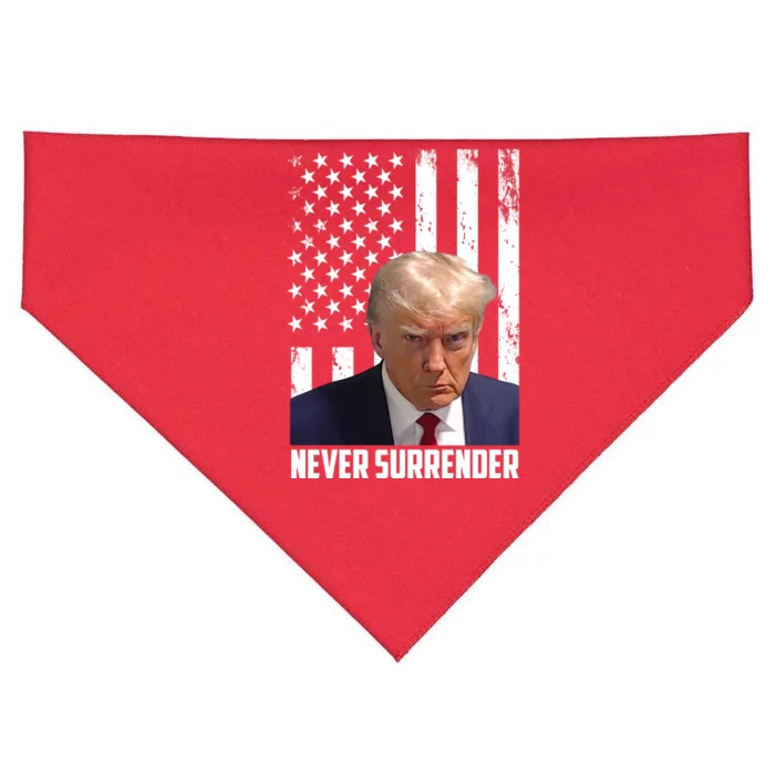 Never Surrender Donald Trump American Flag Mugshot USA-Made Doggie Bandana