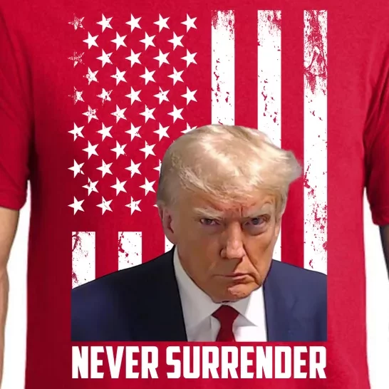 Never Surrender Donald Trump American Flag Mugshot Pajama Set