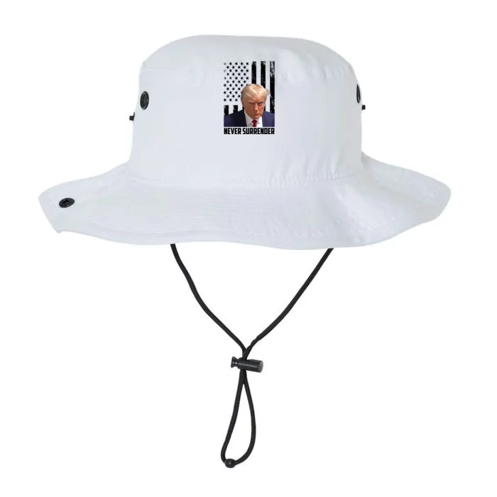 Never Surrender Donald Trump American Flag Mugshot Legacy Cool Fit Booney Bucket Hat