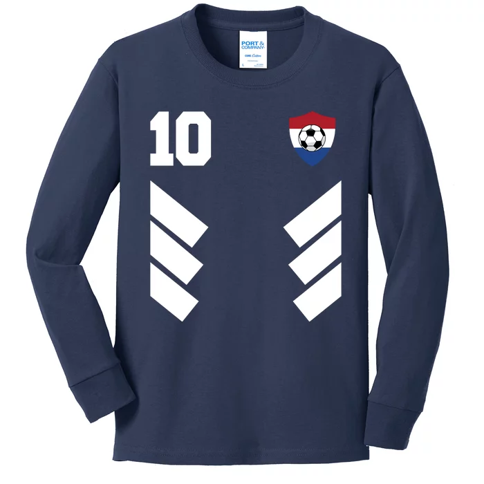 Netherlands Soccer Dutch Football 10 Kids Long Sleeve Shirt