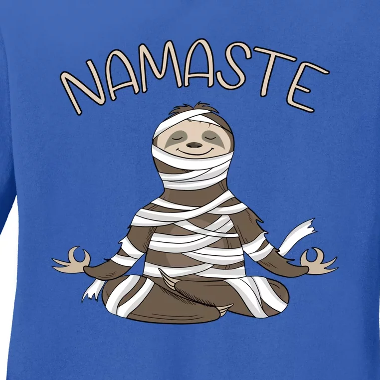 Namaste Sloth Doing Yoga Zen Yogi Love Peace Funny Namastay Great Gift Ladies Long Sleeve Shirt