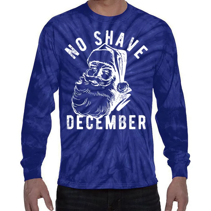 No Shave December Funny Santa Christmas Tie-Dye Long Sleeve Shirt